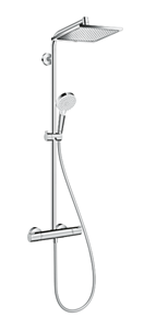 HANSGROHE CROMETTA E SHOWERPIPE 240 sprchový set s termostatickou batériou, horná sprcha, ručná sprcha s 2 prúdmi, tyč, hadica, chróm