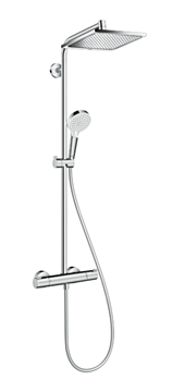 HANSGROHE CROMETTA E SHOWERPIPE 240 sprchový set s termostatickou batériou, horná sprcha, ručná sprcha s 2 prúdmi, tyč, hadica, chróm