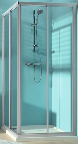 CONCEPT 70 sprchový kút 90x90 cm, rohový vstup, posuvné dvere, strieborná matná/sklo číre E20103.087.322 Obrázek - Hlavní obrázek