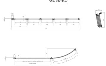 RAVAK ROSA VSK2 160 L vaňová zástena 99x150 cm, ľavá, skladacia, biela/sklo transparent 76L90100Z1 Technický nákres