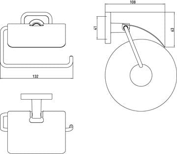 CONCEPT 100 držiak toaletného papiera s krytom, nástenný, chróm 002-1161 Technický nákres
