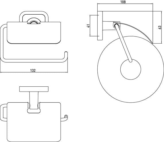 CONCEPT 100 držiak toaletného papiera s krytom, nástenný, chróm 002-1161 Technický nákres