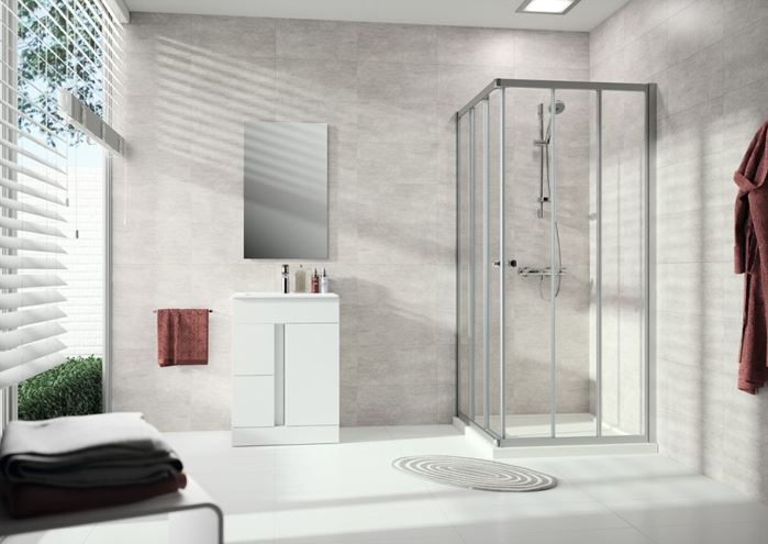 CONCEPT 100 sprchový kút 80x80 cm, rohový vstup, posuvné dvere, 6-dielny, strieborná pololesklá/sklo číre PTA21101.069.322 Obrázek - fotka