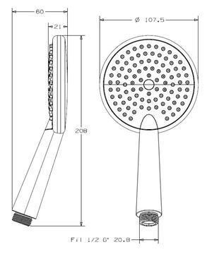 CONCEPT 300 ručná sprcha pr. 100 mm, chróm PM10001/CO Technický nákres