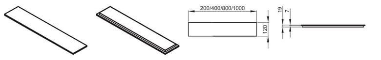 BETTELUX SHAPE drevená doska 200x120x19mm do držiaka na uteráky, dub natur Q040-814 Technický nákres