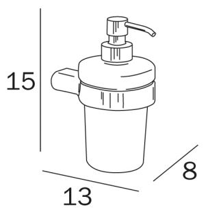 INDA MITO dávkovač tekutého mydla 250 ml, nástenný, chróm A20120CR21 Technický nákres