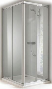 CONCEPT 100 sprchový kút 80x80 cm, rohový vstup, posuvné dvere, biela/plast matný