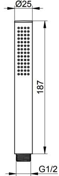 KEUCO EDITION ATELIER ručná sprcha 187 mm, bronz brúsený 56080030100 Technický nákres