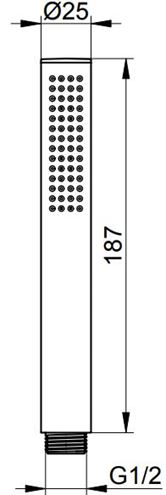 KEUCO EDITION ATELIER ručná sprcha 187 mm, bronz brúsený 56080030100 Technický nákres