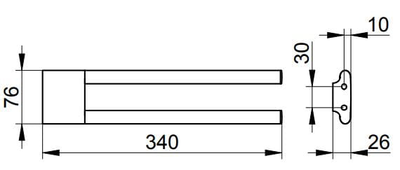 KEUCO EDITION 400 držiak uterákov 340 mm, dvojramenný, kartáčovaný bronz 11519030000 Technický nákres