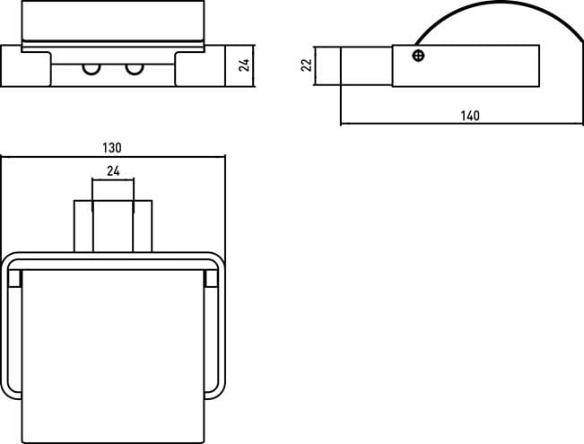 CONCEPT 200 STYLE držiak toaletného papiera s krytom, nástenný, chróm 010-7838 Technický nákres