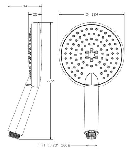 CONCEPT 300 ručná sprcha pr. 120 mm, 3 prúdy, chróm PM10002/CO Technický nákres