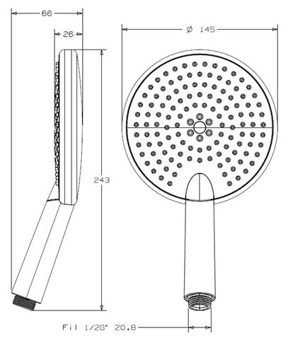 CONCEPT 300 ručná sprcha pr. 140 mm, 3 prúdy, chróm PM10003/CO Technický nákres