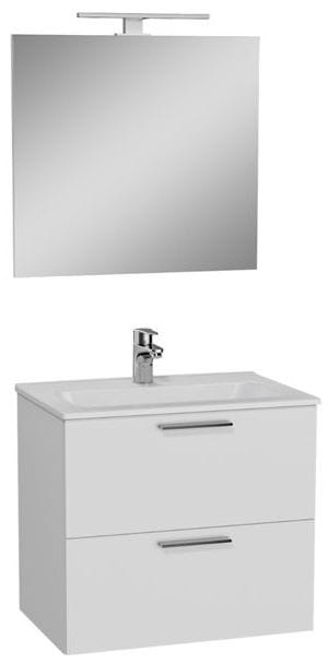 EASY PLUS skrinka s umývadlom 79x39,5x61 cm, 2 zásuvky, so zrkadlom as osvetlením, biela