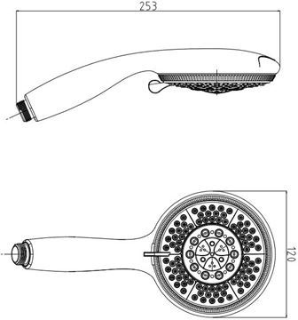 EASY CAPRI CA 815 ručná sprcha pr. 120 mm, 5 prúdov, chróm CA815 Technický nákres