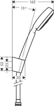 HANSGROHE CROMETTA 100 1JET sprchová súprava 3-dielna, ručná sprcha pr. 100 mm, hadica, držiak, biela/chróm 26665400 Technický nákres