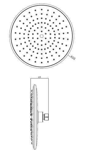 EASY horná sprcha pr. 250 mm, chróm JA180 Technický nákres