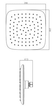 EASY horná sprcha 208x208 mm, chróm JA181 Technický nákres