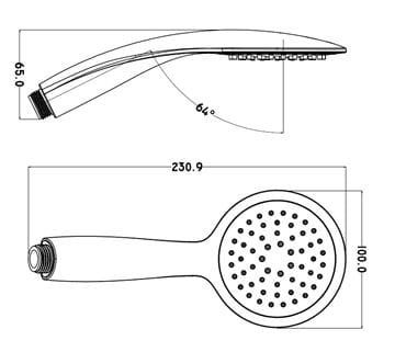 EASY ručná sprcha, pr. 100 mm, chróm JA113 Technický nákres