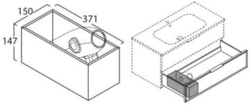 CONCEPT 200/300 box do zásuvky 371x150x147mm, matná šedá ACSIC35L003 Technický nákres