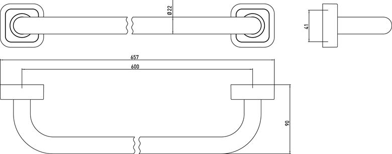 CONCEPT 100 držiak uteráka 657 mm, chróm 002-1175 Technický nákres