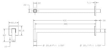 CONCEPT 300 sprchové rameno 400 mm, nástenné, chróm PM10011/CO Technický nákres