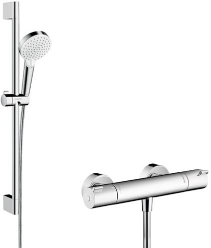 HANSGROHE CROMETTA VARIO sprchový set s termostatickou batériou, ručná sprcha s 2 prúdmi, tyč, hadica, biela/chróm 27812400 Obrázek - Hlavní obrázek