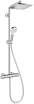 HANSGROHE CROMETTA E SHOWERPIPE GREEN 240 sprchový set s termostatickou batériou, horná sprcha, ručná sprcha s 2 prúdmi, EcoSmart, chróm
