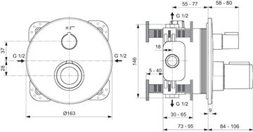CONCEPT 200 podomietkový termostat, chróm A7309AA Technický nákres