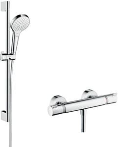 HANSGROHE CROMA SELECT S VARIO sprchový set s termostatickou batériou, ručná sprcha s 3 prúdmi, tyč, hadica, biela/chróm