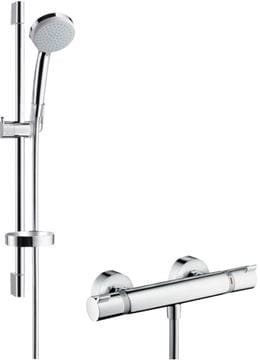 HANSGROHE CROMA 100 VARIO sprchový set s termostatickou batériou, ručná sprcha so 4 prúdmi, tyč, hadica, EcoSmart, chróm