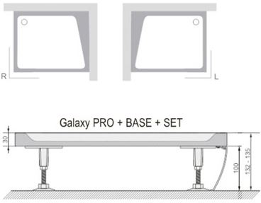 RAVAK GIGANT PRO SET panel 1200x900mm, plast, biela XA83GL71010 Technický nákres