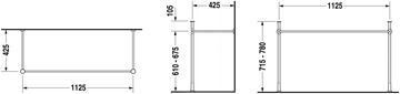 DURAVIT VERO kovový podstavec 1125x425x715-780mm, pre umývadlo, chróm 0030741000 Technický nákres