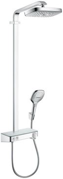 HANSGROHE RAINDANCE SELECT E SHOWERPIPE 300 sprchový set s termostatickou batériou, horná sprcha, ručná sprcha s 3 prúdmi, tyč, hadica, držiak, chróm