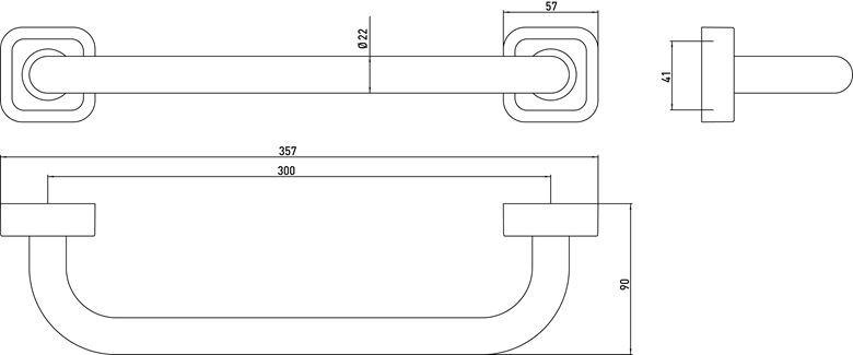 CONCEPT 100 držiak uteráka 357 mm, chróm 002-1177 Technický nákres