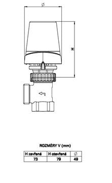 CONCEPT HPT100-30 termostatická hlavica M30x1,5, biela HPT100-30 Technický nákres