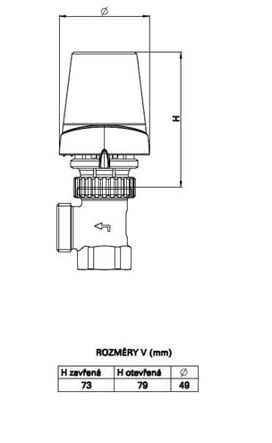 CONCEPT HPT100-30 termostatická hlavica M30x1,5, biela HPT100-30 Technický nákres