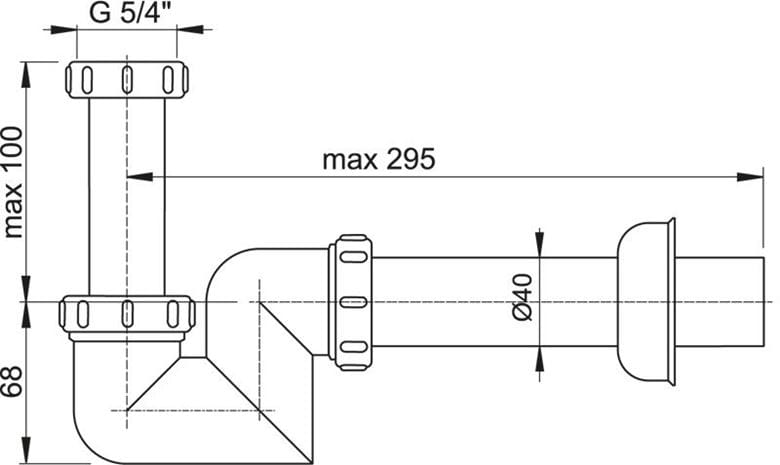 CONCEPT bidetový sifón DN40, s prevlečnou maticou 5/4 PT10045F40 Technický nákres