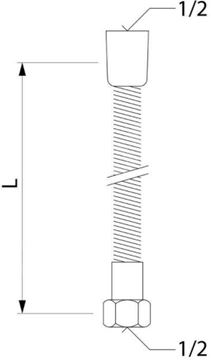 LAUFEN sprchová hadica 800 mm, kov, chróm HF105653100000 Technický nákres