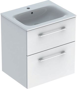 GEBERIT SELNOVA SQUARE skrinka s umývadlom 60x48x65, 2 cm, 2 zásuvky, lesklá biela