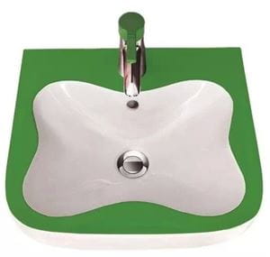 LAUFEN FLORAKIDS umývadlo 45 cm, s otvorom pre batériu a prepadom, biela/zelená