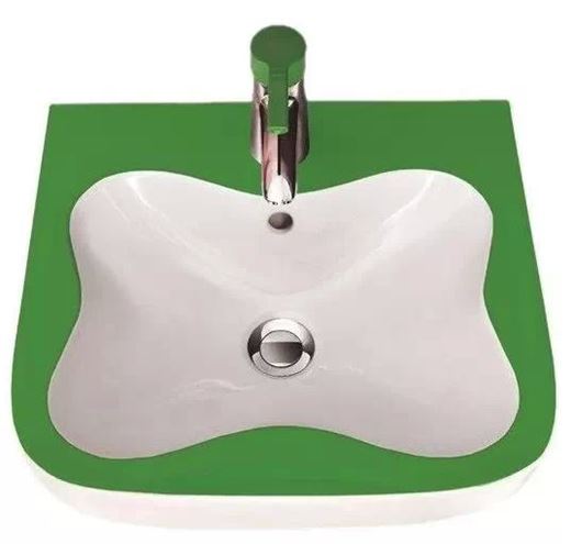 LAUFEN FLORAKIDS umývadlo 45 cm, s otvorom pre batériu a prepadom, biela/zelená H8150310721041 Obrázek - Hlavní obrázek