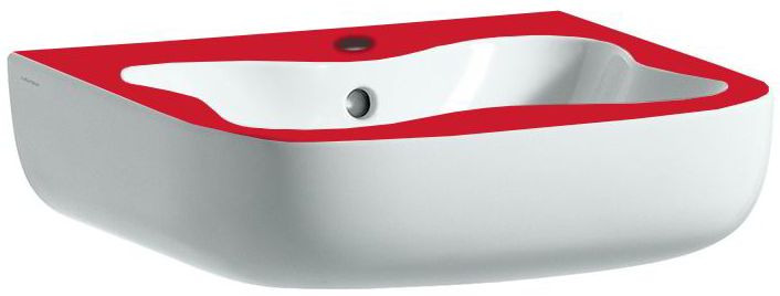 LAUFEN FLORAKIDS umývadielko 45 cm, s otvorom pre batériu a prepadom, biela/červená H8150310621041 Obrázek - Hlavní obrázek