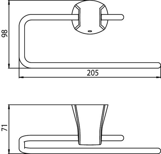 CONCEPT 200 držiak uteráka 205 mm, chróm S4855 (010-7114) Technický nákres