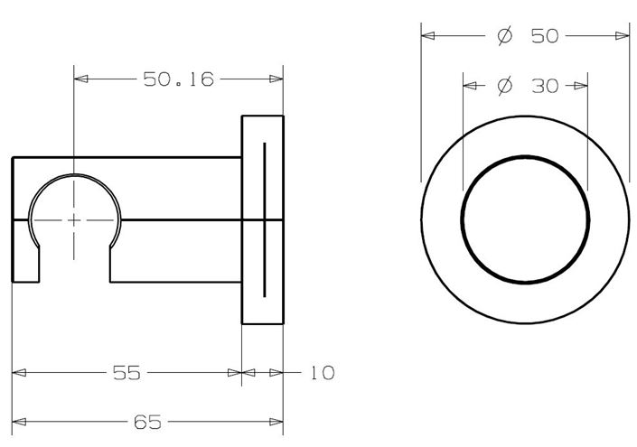 CONCEPT 300 nástenný držiak ručnej sprchy, chróm PM10030/CO Technický nákres