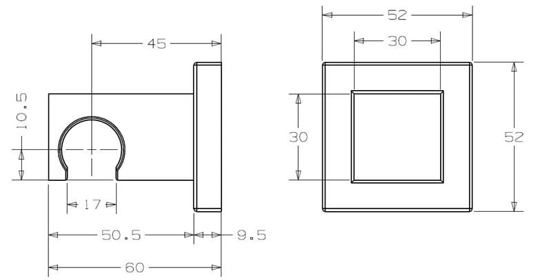CONCEPT 300 nástenný držiak, chróm PM10031/CO Technický nákres