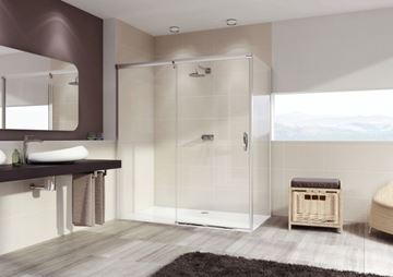 HÜPPE AURA ELEGANCE SW 900 bočná stena 90x200 cm, lesklá strieborná/číre sklo 401607.092.322 Obrázek - fotka