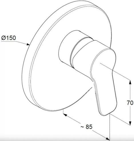 KLUDI PURE&EASY sprchová podomietková batéria, chróm 374200565 Technický nákres