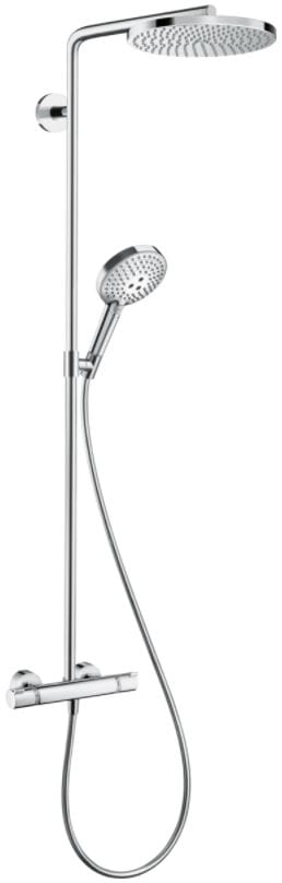 HANSGROHE RAINDANCE S SHOWEPIPE 240 sprchový set s termostatickou batériou, horná sprcha, ručná sprcha s 3 prúdmi, tyč, hadica, chróm