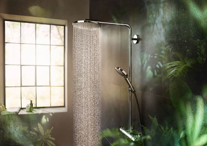 HANSGROHE RAINDANCE S SHOWEPIPE 240 sprchový set s termostatickou batériou, horná sprcha, ručná sprcha s 3 prúdmi, tyč, hadica, chróm 27633000 Obrázek - fotka